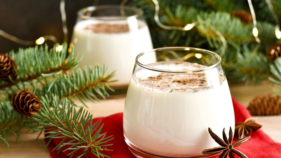 Egg nog is a creamy concoction traditionally made with milk, cream, sugar, whipped eggs, and spices.